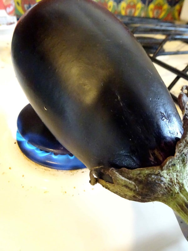Préparation de l'aubergine